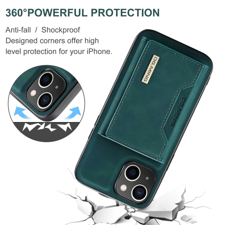 For iPhone 15 Plus DG.MING M2 Series 3-Fold Card Bag Wallet Leather Phone Case(Green) - iPhone 15 Plus Cases by DG.MING | Online Shopping UK | buy2fix