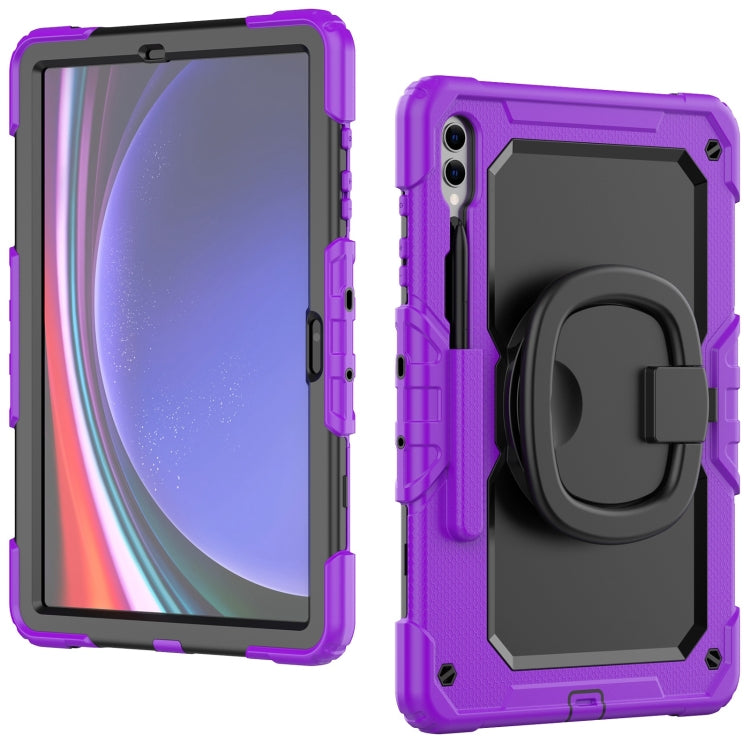 For Samsung Galaxy Tab S9+ D Type Silicone Hybrid PC Tablet Case with Handle Holder(Purple) - Galaxy Tab S9+ Cases by buy2fix | Online Shopping UK | buy2fix