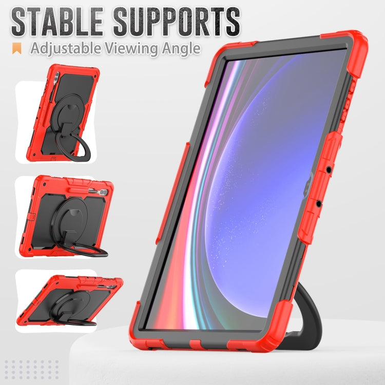 For Samsung Galaxy Tab S10 Ultra D Type Silicone Hybrid PC Tablet Case with Handle Holder(Red) - Galaxy Tab S9 Ultra Cases by buy2fix | Online Shopping UK | buy2fix