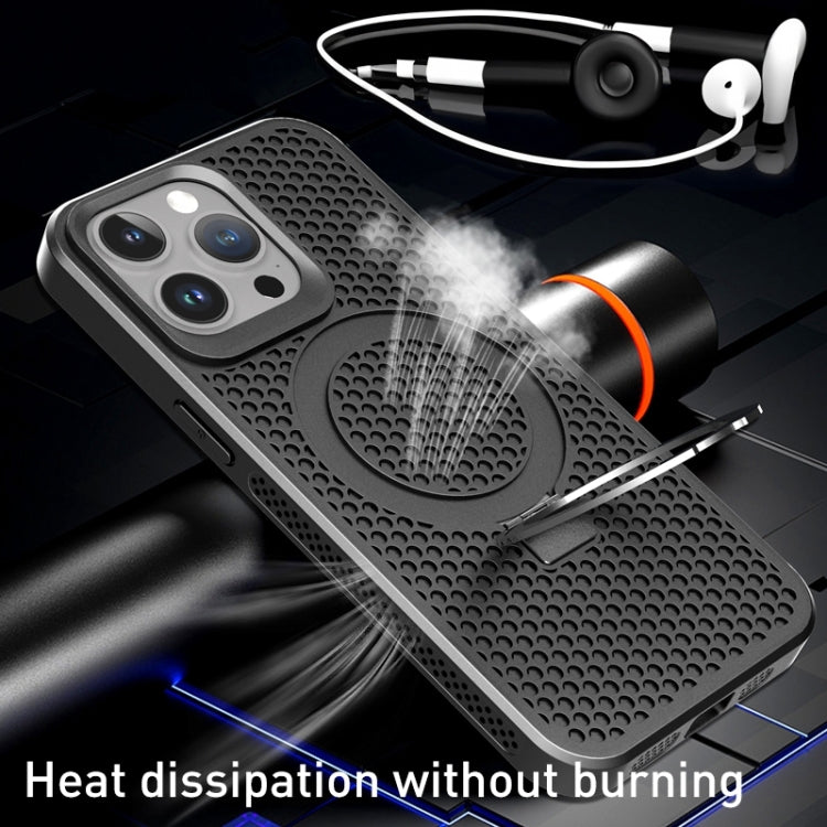 For iPhone 13 Pro Max Skin Feel PC+TPU Cooling Magnetic Magsafe Phone Case with Stand(Black) - iPhone 13 Pro Max Cases by buy2fix | Online Shopping UK | buy2fix