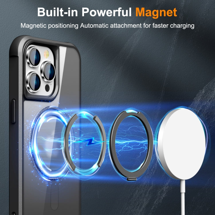 For iPhone 15 Pro MagSafe Magnetic Rotating Holder Phone Case(Black) - iPhone 15 Pro Cases by buy2fix | Online Shopping UK | buy2fix