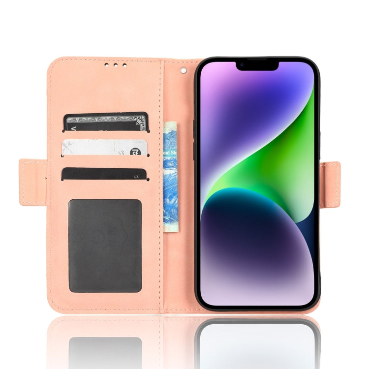 For iPhone 16 Pro Skin Feel Calf Texture Card Slots Leather Phone Case(Pink) - iPhone 16 Pro Cases by buy2fix | Online Shopping UK | buy2fix