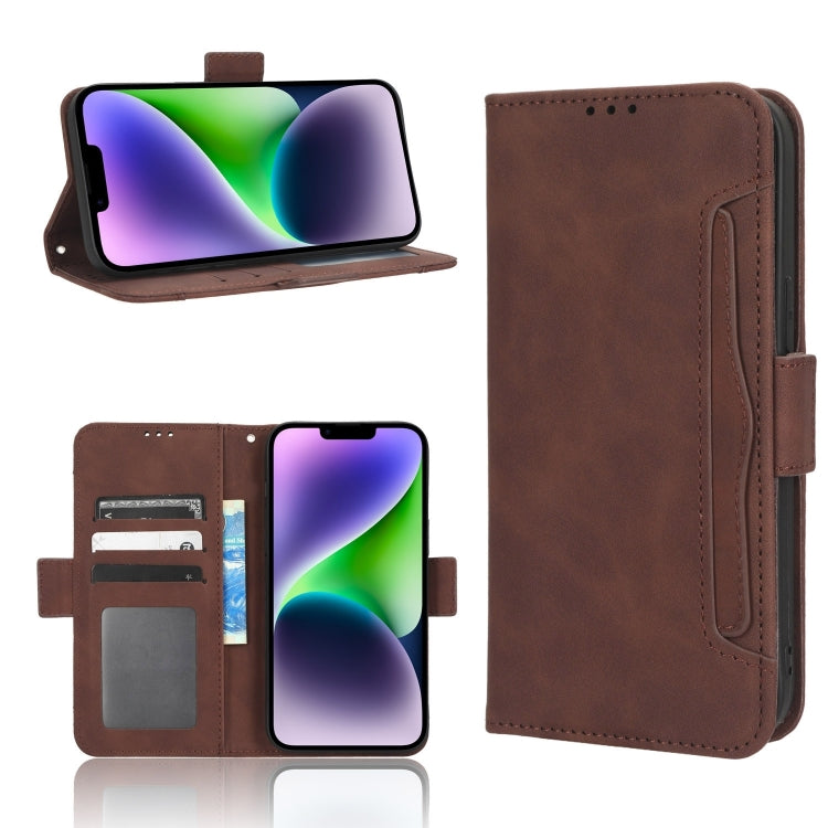 For iPhone 16 Skin Feel Calf Texture Card Slots Leather Phone Case(Brown) - iPhone 16 Cases by buy2fix | Online Shopping UK | buy2fix