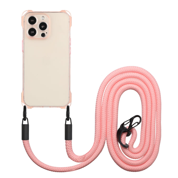 For iPhone 16 Pro Max Four-corner Shockproof TPU Phone Case with Lanyard(Pink) - iPhone 16 Pro Max Cases by buy2fix | Online Shopping UK | buy2fix