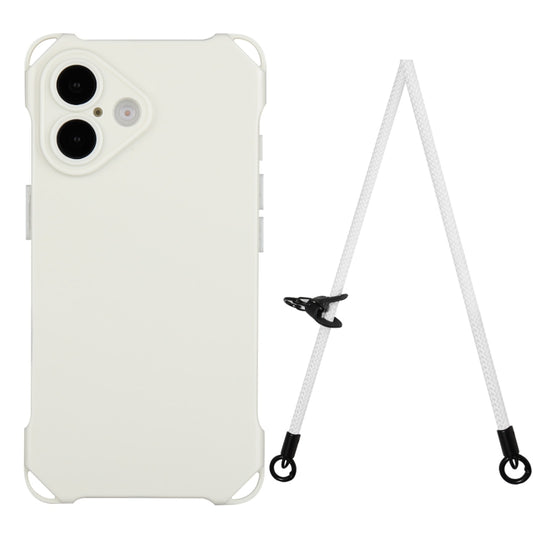 For iPhone 16 Plus Four-corner Shockproof TPU Phone Case with Lanyard(White) - iPhone 16 Plus Cases by buy2fix | Online Shopping UK | buy2fix