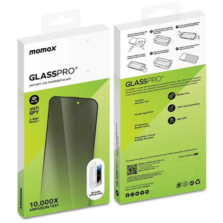 For iPhone 15 Pro Max MOMAX 0.3mm 3D Anti-peep Tempered Glass Film(Black) - iPhone 15 Pro Max Tempered Glass by MOMAX | Online Shopping UK | buy2fix