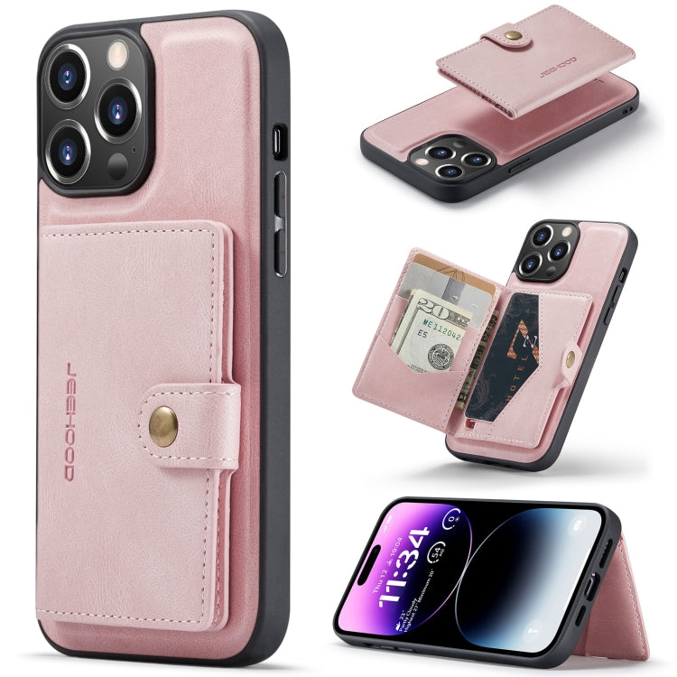 For iPhone 15 Pro Max JEEHOOD Retro Magnetic Detachable Leather Phone Case(Pink) - iPhone 15 Pro Max Cases by JEEHOOD | Online Shopping UK | buy2fix