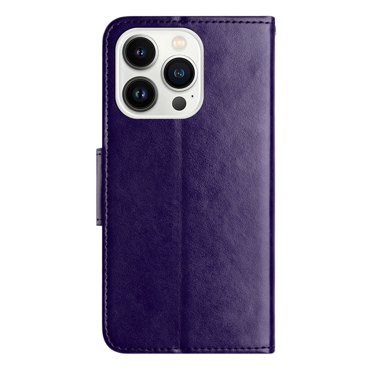 For iPhone 16 Pro Max Butterfly Flower Pattern Flip Leather Phone Case(Dark Purple) - iPhone 16 Pro Max Cases by buy2fix | Online Shopping UK | buy2fix