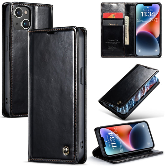 For iPhone 15 CaseMe 003 Crazy Horse Texture Leather Phone Case(Black) - iPhone 15 Cases by CaseMe | Online Shopping UK | buy2fix