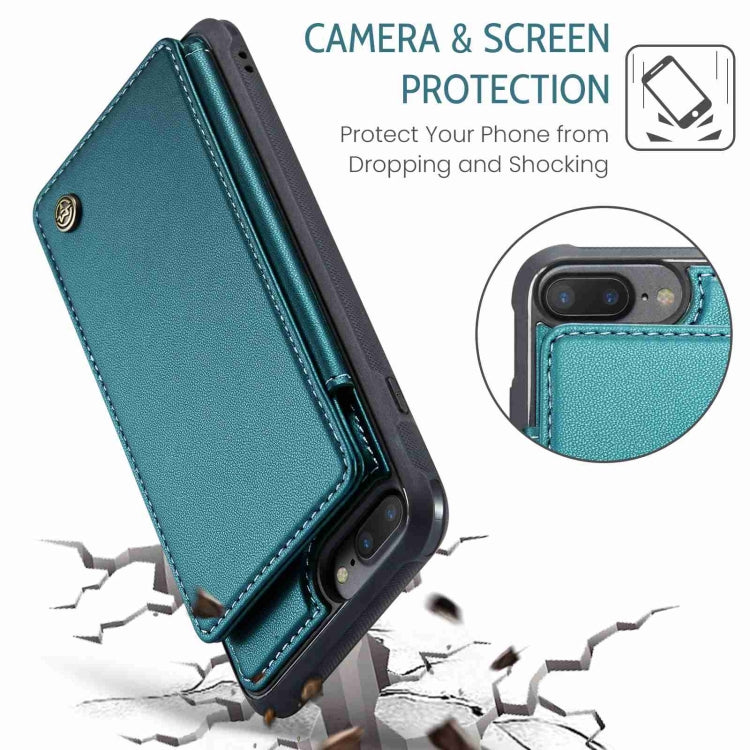 For iPhone 8 Plus / 7 Plus CaseMe C22 Card Slots Holder RFID Anti-theft Phone Case(Blue Green) - More iPhone Cases by CaseMe | Online Shopping UK | buy2fix