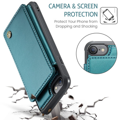 For iPhone SE 2022 / SE 2020 CaseMe C22 Card Slots Holder RFID Anti-theft Phone Case(Blue Green) - iPhone SE 2022 / 2020 / 8 / 7 Cases by CaseMe | Online Shopping UK | buy2fix