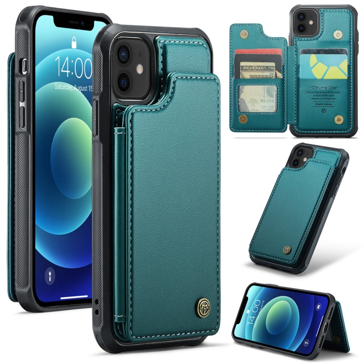 For iPhone 12 / 12 Pro CaseMe C22 Card Slots Holder RFID Anti-theft Phone Case(Blue Green) - iPhone 12 / 12 Pro Cases by CaseMe | Online Shopping UK | buy2fix