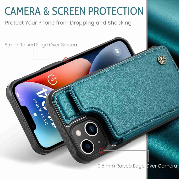 For iPhone 14 CaseMe C22 Card Slots Holder RFID Anti-theft Phone Case(Blue Green) - iPhone 14 Cases by CaseMe | Online Shopping UK | buy2fix