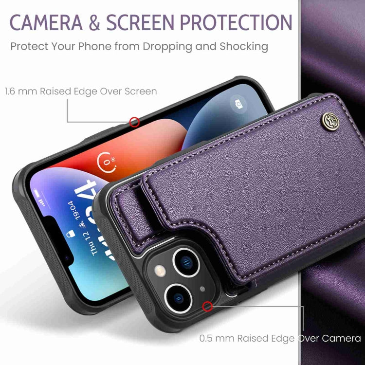 For iPhone 14 CaseMe C22 Card Slots Holder RFID Anti-theft Phone Case(Purple) - iPhone 14 Cases by CaseMe | Online Shopping UK | buy2fix