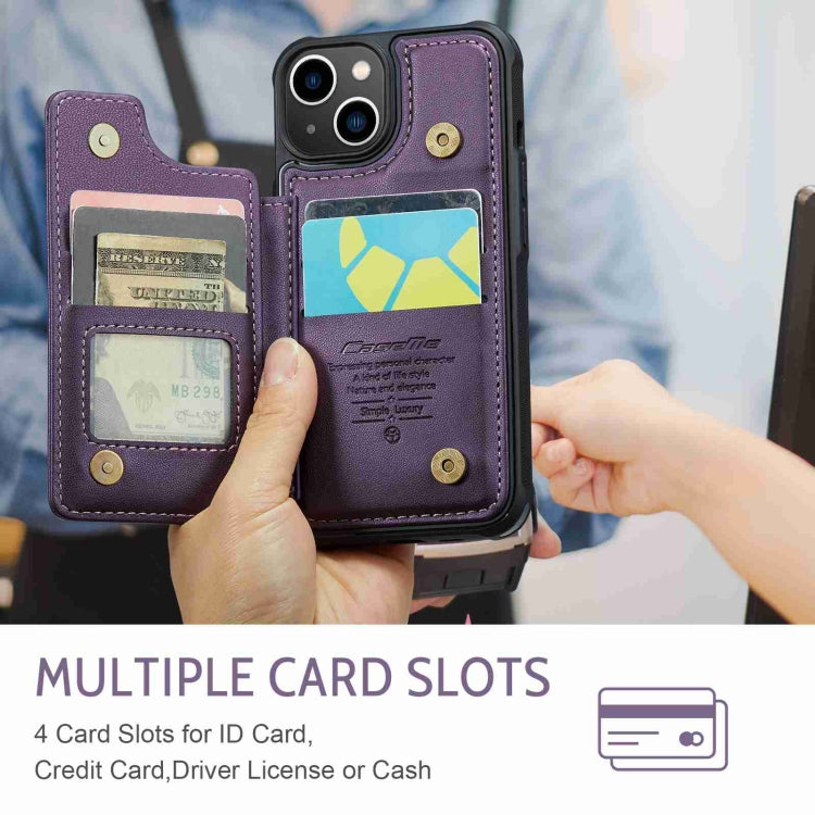 For iPhone 14 CaseMe C22 Card Slots Holder RFID Anti-theft Phone Case(Purple) - iPhone 14 Cases by CaseMe | Online Shopping UK | buy2fix