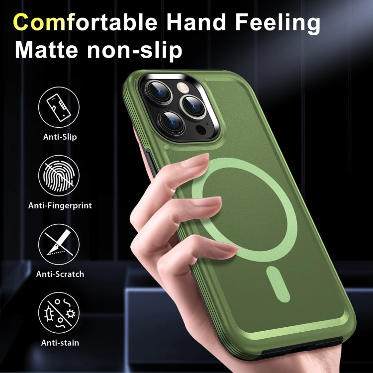 For iPhone 15 Pro Max Shield Armor MagSafe TPU Hybrid PC Phone Case(Grass Green) - iPhone 15 Pro Max Cases by buy2fix | Online Shopping UK | buy2fix