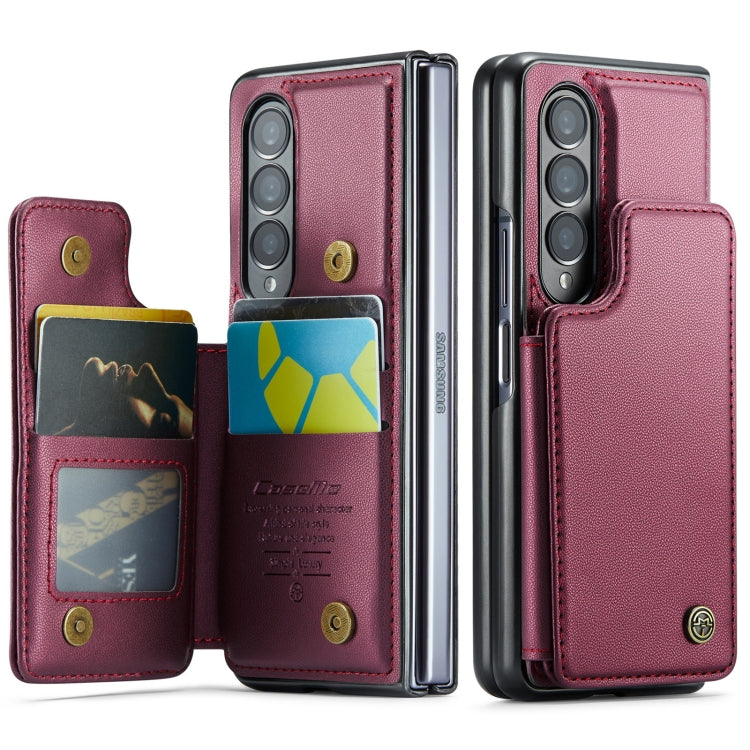 For Samsung Galaxy Z Fold4 5G CaseMe C22 PC+TPU Business Style RFID Anti-theft Leather Phone Case(Wine Red) - Galaxy Z Fold4 5G Cases by CaseMe | Online Shopping UK | buy2fix