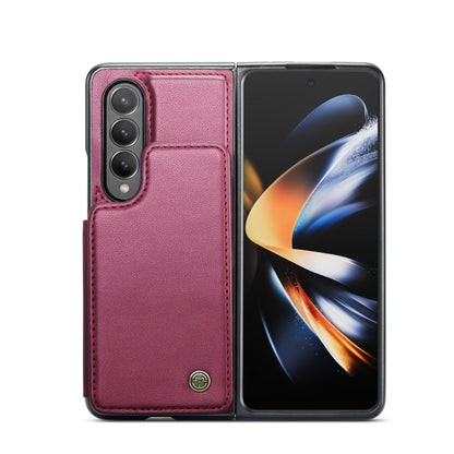 For Samsung Galaxy Z Fold4 5G CaseMe C22 PC+TPU Business Style RFID Anti-theft Leather Phone Case(Wine Red) - Galaxy Z Fold4 5G Cases by CaseMe | Online Shopping UK | buy2fix