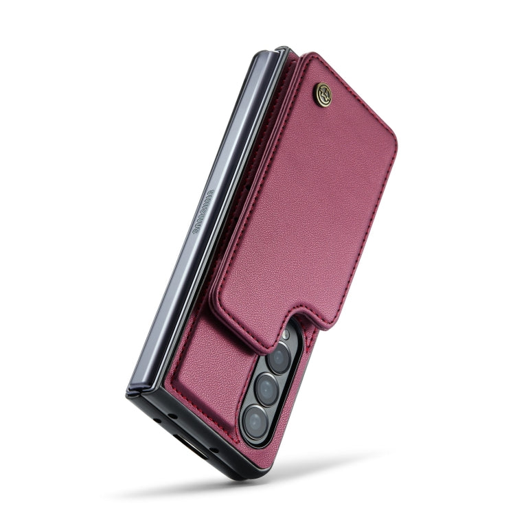 For Samsung Galaxy Z Fold4 5G CaseMe C22 PC+TPU Business Style RFID Anti-theft Leather Phone Case(Wine Red) - Galaxy Z Fold4 5G Cases by CaseMe | Online Shopping UK | buy2fix