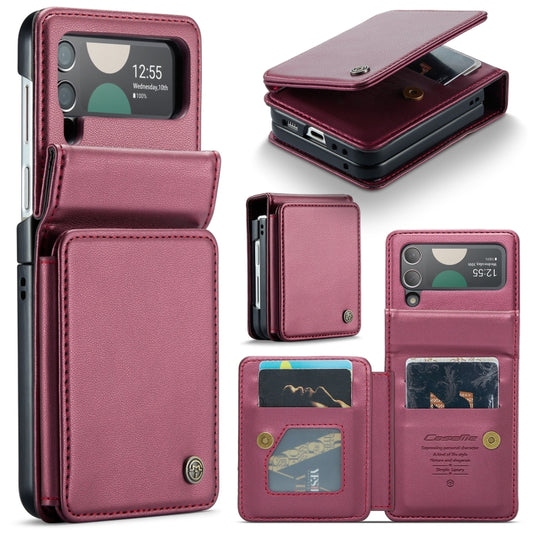 For Samsung Galaxy Z Flip3 5G CaseMe C22 PC+TPU Business Style RFID Anti-theft Leather Phone Case(Wine Red) - Galaxy Phone Cases by CaseMe | Online Shopping UK | buy2fix