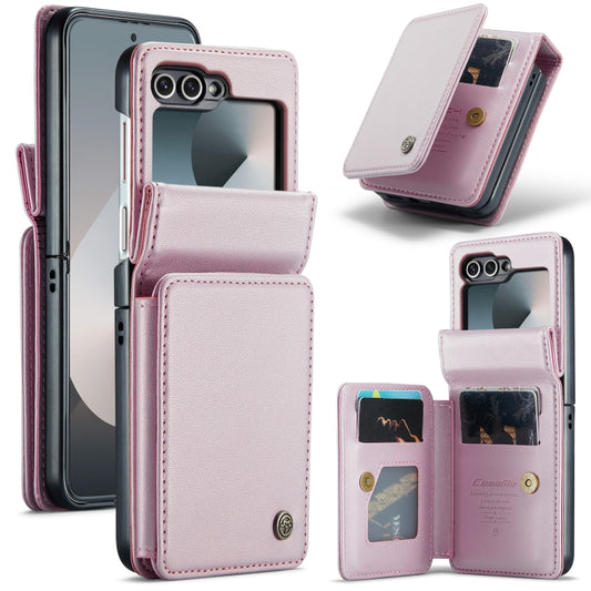 For Samsung Galaxy Z Flip6 5G CaseMe C22 PC+TPU Business Style RFID Anti-theft Leather Phone Case(Pink) - Galaxy Z Flip6 5G Cases by CaseMe | Online Shopping UK | buy2fix