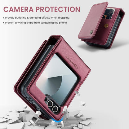 For Samsung Galaxy Z Flip6 5G CaseMe C22 PC+TPU Business Style RFID Anti-theft Leather Phone Case(Wine Red) - Galaxy Z Flip6 5G Cases by CaseMe | Online Shopping UK | buy2fix