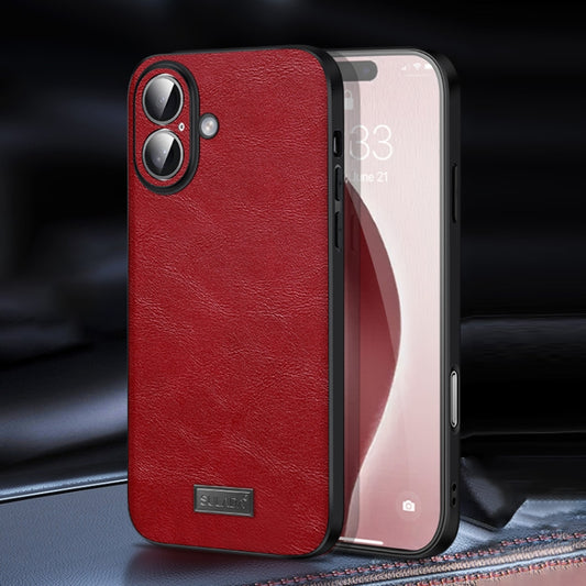 For iPhone 16 Plus SULADA Shockproof TPU Hybrid Handmade Leather Phone Case(Red) - iPhone 16 Plus Cases by SULADA | Online Shopping UK | buy2fix