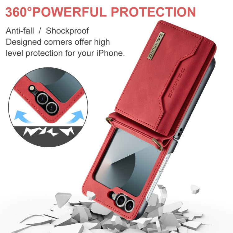 For Samsung Galaxy Z Flip6 DG.MING M2 Series Card Bag Magnetic Leather Phone Case(Red) - Galaxy Z Flip6 5G Cases by DG.MING | Online Shopping UK | buy2fix