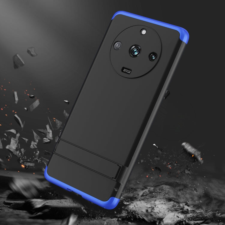 For Realme 11 Pro / 11 Pro+ GKK Three Stage Splicing Full Coverage PC Phone Case with Stand(Black Blue) - Realme Cases by GKK | Online Shopping UK | buy2fix