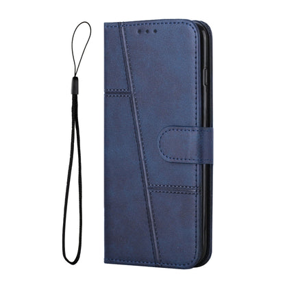 For Motorola Moto G Play 5G 2024 Stitching Calf Texture Buckle Leather Phone Case(Blue) - Motorola Cases by buy2fix | Online Shopping UK | buy2fix