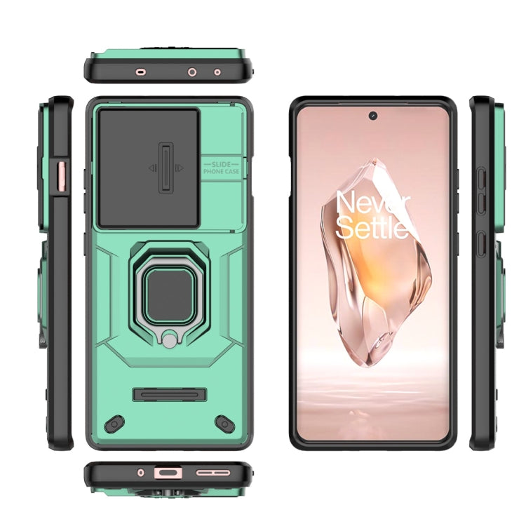 For OnePlus ACE 3 5G Sliding Camshield TPU + PC Shockproof Phone Case with Holder(Green) - OnePlus Cases by buy2fix | Online Shopping UK | buy2fix