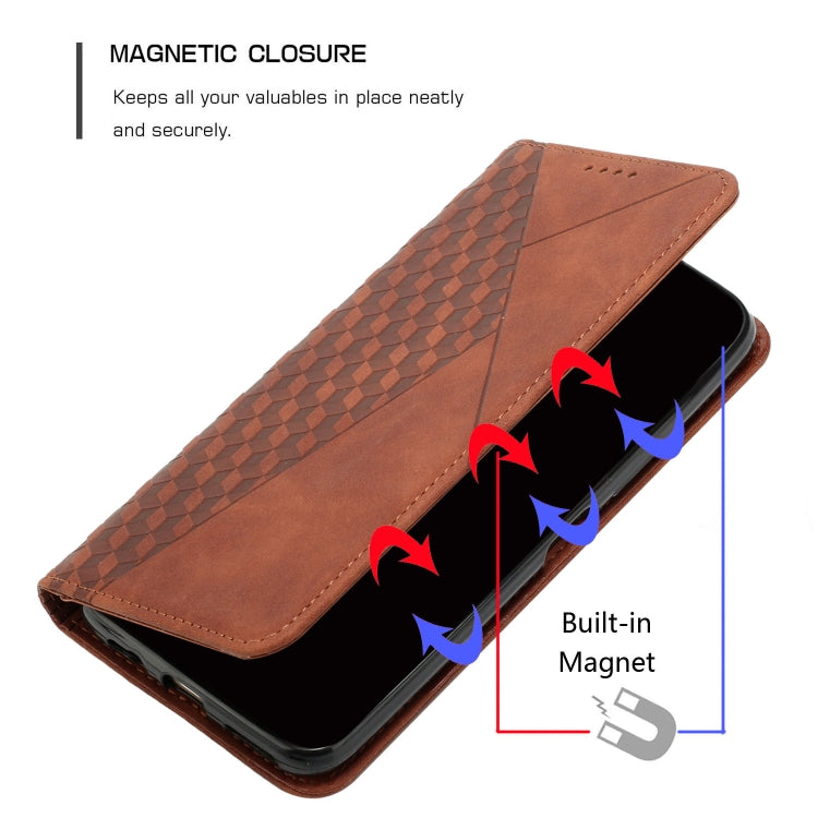 For Motorola Moto G Play 2024 Diamond Splicing Skin Feel Magnetic Leather Phone Case(Brown) - Motorola Cases by buy2fix | Online Shopping UK | buy2fix