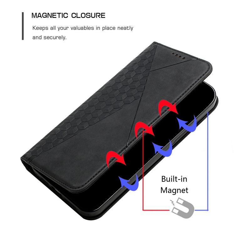 For Motorola Moto G Play 2024 Diamond Splicing Skin Feel Magnetic Leather Phone Case(Black) - Motorola Cases by buy2fix | Online Shopping UK | buy2fix