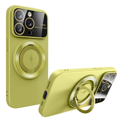 For iPhone 15 Pro Large Window MagSafe Magnetic Holder Phone Case(Avocado Green) - iPhone 15 Pro Cases by buy2fix | Online Shopping UK | buy2fix