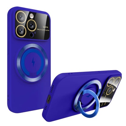 For iPhone 13 Pro Large Window MagSafe Magnetic Holder Phone Case(Klein Blue) - iPhone 13 Pro Cases by buy2fix | Online Shopping UK | buy2fix