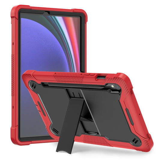 For Samsung Galaxy Tab S9 Shockproof Silicone Hybrid PC Tablet Case with Holder(Black + Red) - Galaxy Tab S9 Cases by buy2fix | Online Shopping UK | buy2fix