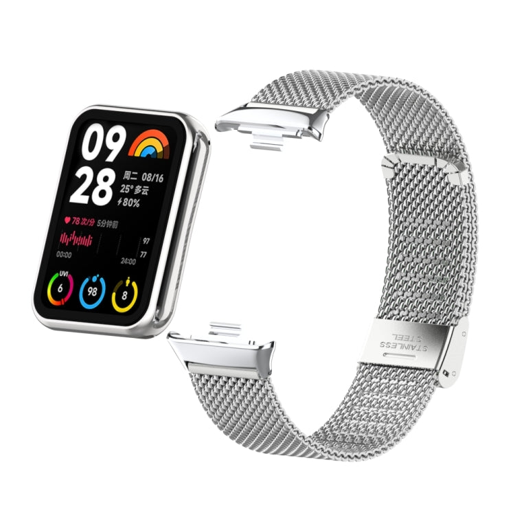 For Xiaomi Mi Band 8 Pro 18mm Steel Mesh Buckle Metal Watch Band(Silver) - Watch Bands by buy2fix | Online Shopping UK | buy2fix