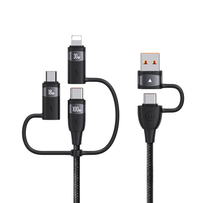 USAMS US-SJ645 U85 1.2m PD100W 6 in 1 Alloy Multifunctional Fast Charging Cable(Black) - Multifunction Cable by USAMS | Online Shopping UK | buy2fix