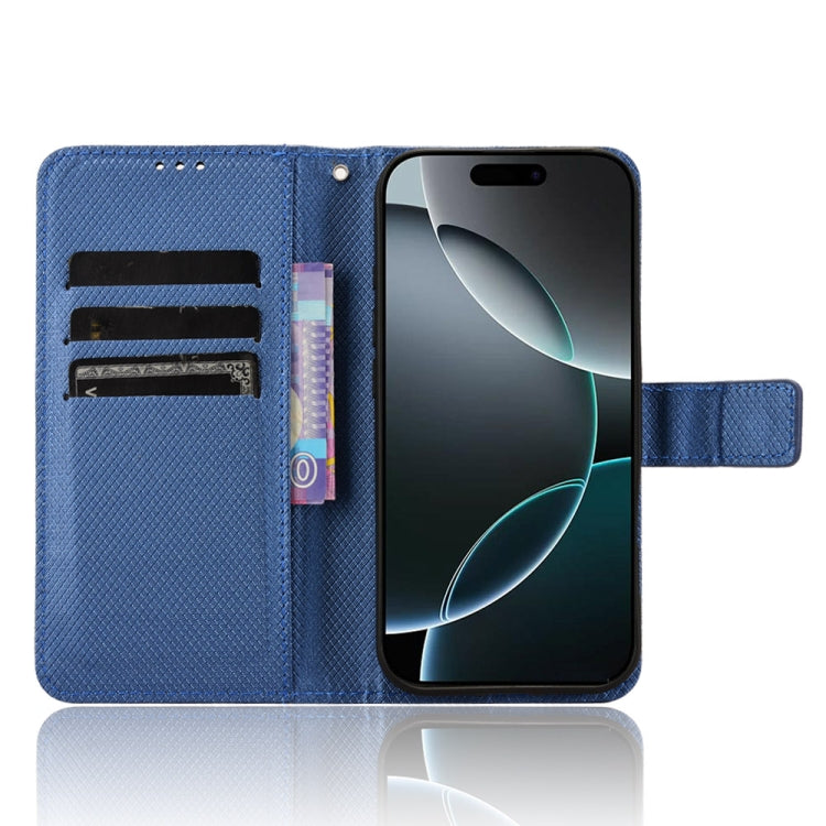 For iPhone 16 Pro Max Diamond Texture Leather Phone Case(Blue) - iPhone 16 Pro Max Cases by buy2fix | Online Shopping UK | buy2fix