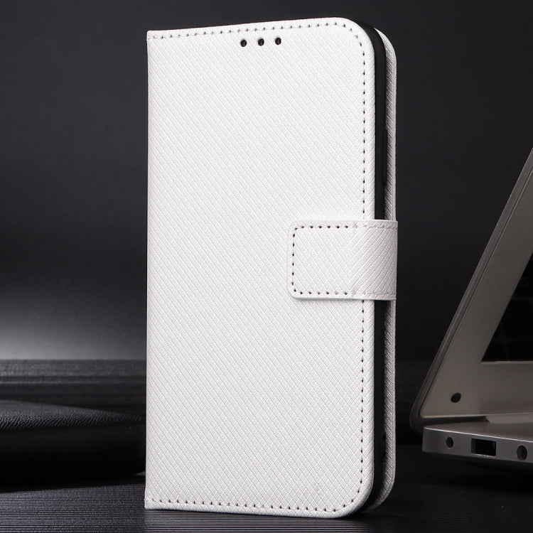 For iPhone 16 Plus Diamond Texture Leather Phone Case(White) - iPhone 16 Plus Cases by buy2fix | Online Shopping UK | buy2fix