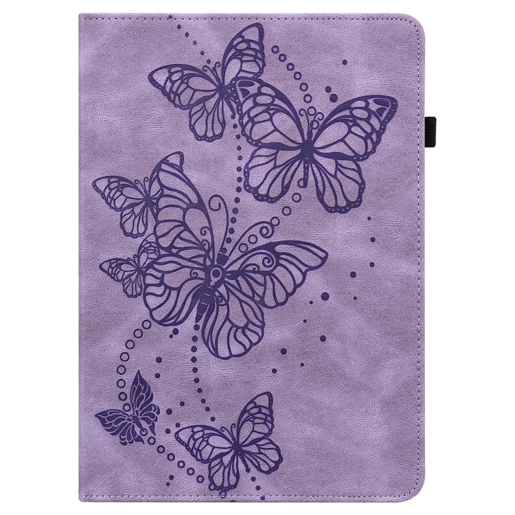 For Samsung Galaxy Tab S9 Embossed Butterfly Pattern Horizontal Flip Leather Tablet Case(Purple) - Galaxy Tab S9 Cases by buy2fix | Online Shopping UK | buy2fix