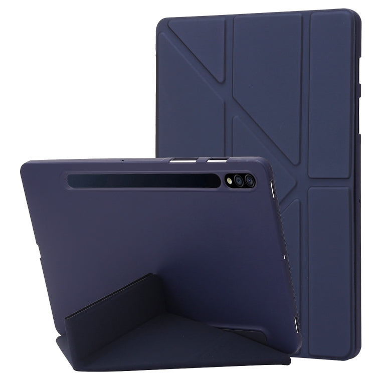 For Samsung Galaxy Tab S9 Deformation Silicone Leather Tablet Case(Dark Blue) - Galaxy Tab S9 Cases by buy2fix | Online Shopping UK | buy2fix