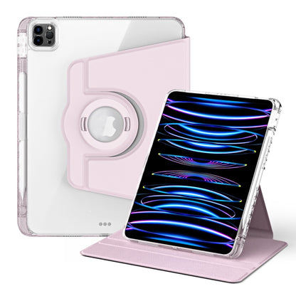 For iPad Air 13 2025 / 2024 360 Rotation Detachable Clear Acrylic Leather Tablet Case(Pink) - iPad Pro 12.9 (2022/2021) Cases by buy2fix | Online Shopping UK | buy2fix