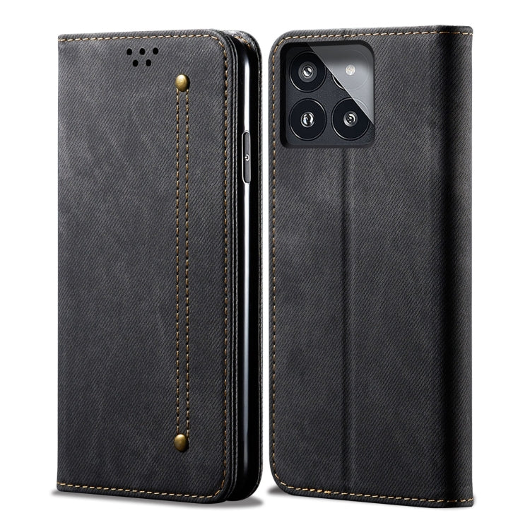 For Xiaomi Redmi K70/K70 Pro Denim Texture Casual Style Horizontal Flip Leather Case(Black) - K70 Pro Cases by buy2fix | Online Shopping UK | buy2fix