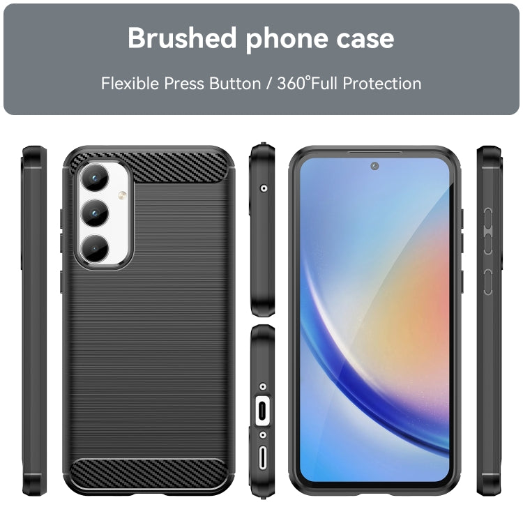 For Samsung Galaxy A35 Brushed Texture Carbon Fiber TPU Phone Case(Black) - Galaxy Phone Cases by buy2fix | Online Shopping UK | buy2fix