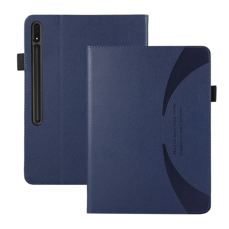 For Samsung Galaxy Tab S9 Ultra / S8 Ultra Litchi Texture Leather Sucker Tablet Case(Dark Blue) - Galaxy Tab S9 Ultra Cases by buy2fix | Online Shopping UK | buy2fix