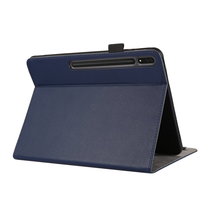 For Samsung Galaxy Tab S9 Ultra / S8 Ultra Litchi Texture Leather Sucker Tablet Case(Dark Blue) - Galaxy Tab S9 Ultra Cases by buy2fix | Online Shopping UK | buy2fix