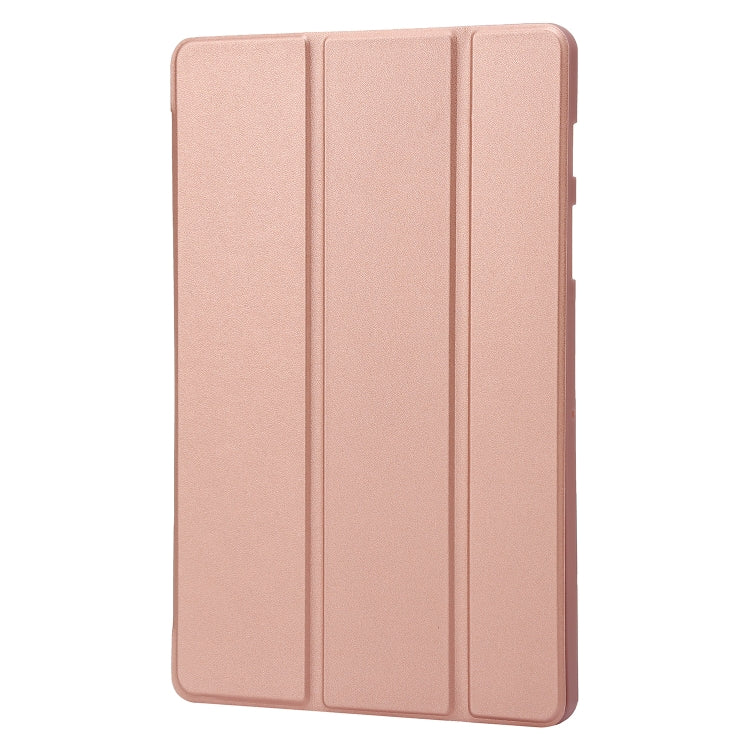 For Samsung Galaxy Tab S9+ 3-Fold Holder Silicone Leather Tablet Case(Rose Gold) - Galaxy Tab S9+ Cases by buy2fix | Online Shopping UK | buy2fix