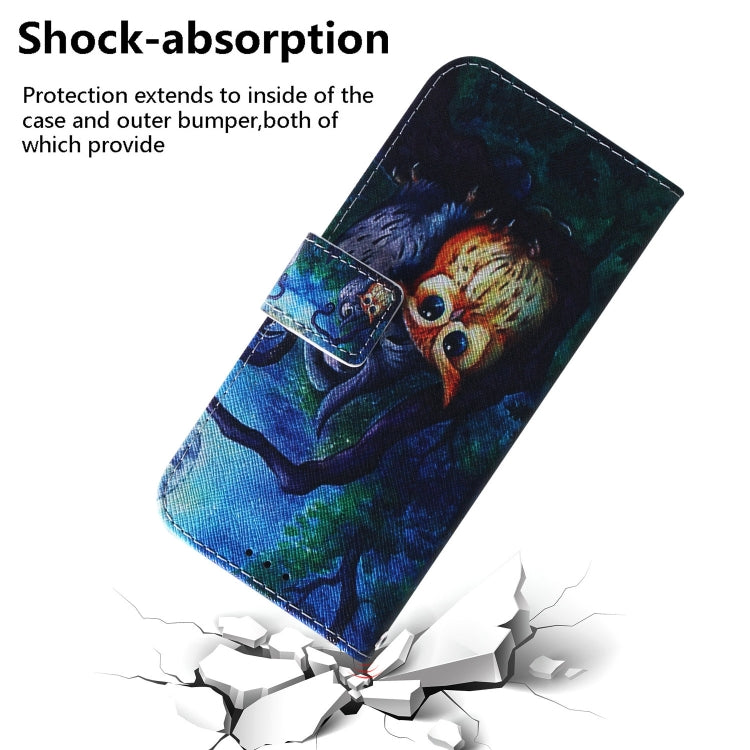 For Motorola Moto G Play 4G 2024 Coloured Drawing Flip Leather Phone Case(Oil Painting Owl) - Motorola Cases by buy2fix | Online Shopping UK | buy2fix