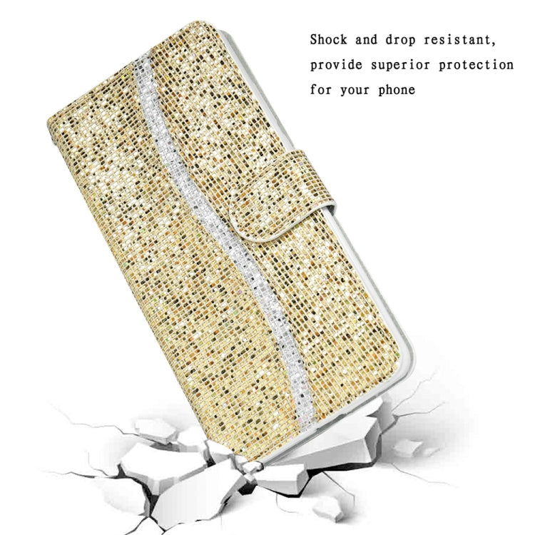 For iPhone 16 Plus Glitter Powder Filp Leather Phone Case(Gold) - iPhone 16 Plus Cases by buy2fix | Online Shopping UK | buy2fix